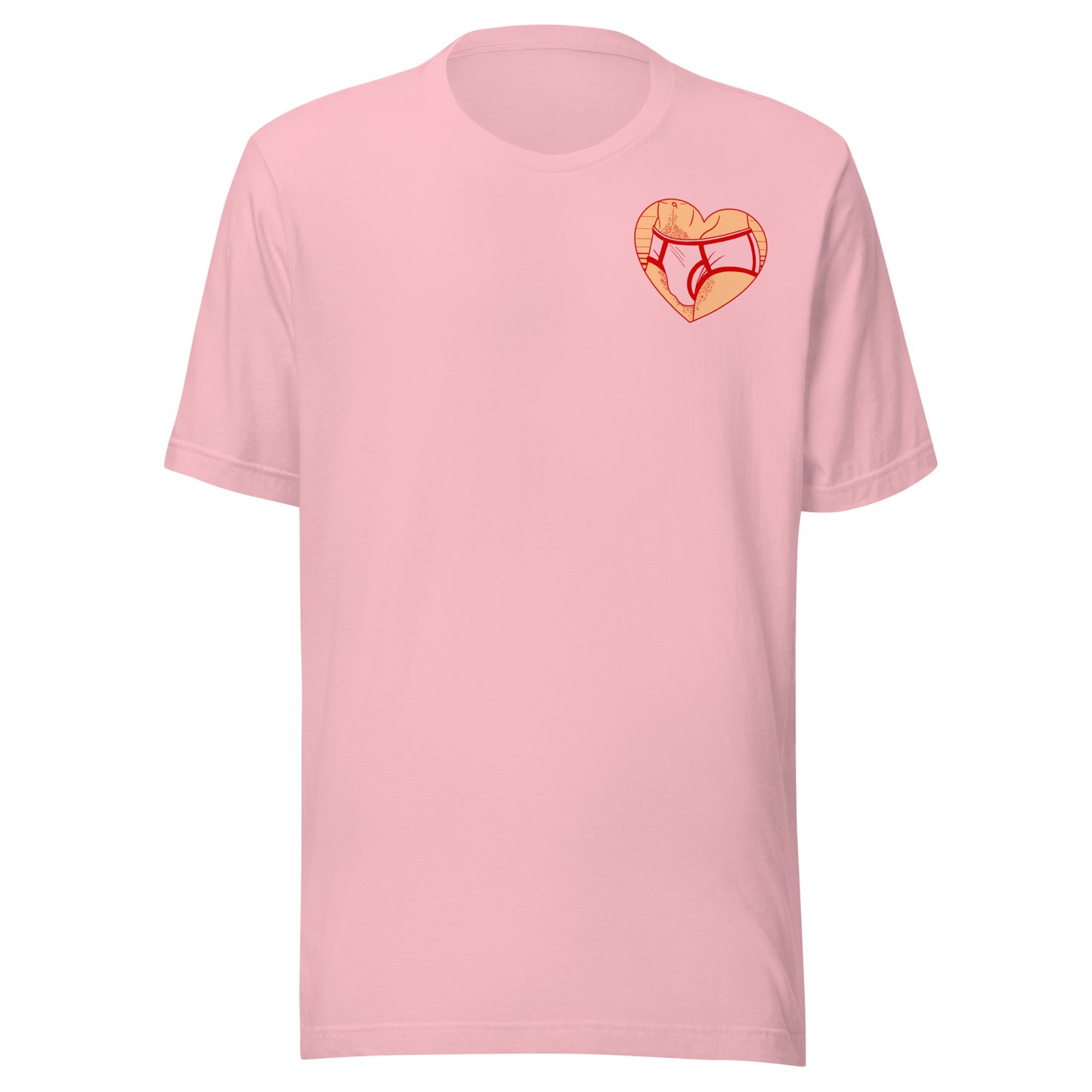 Manties - simple red and peach pocket print Unisex t-shirt